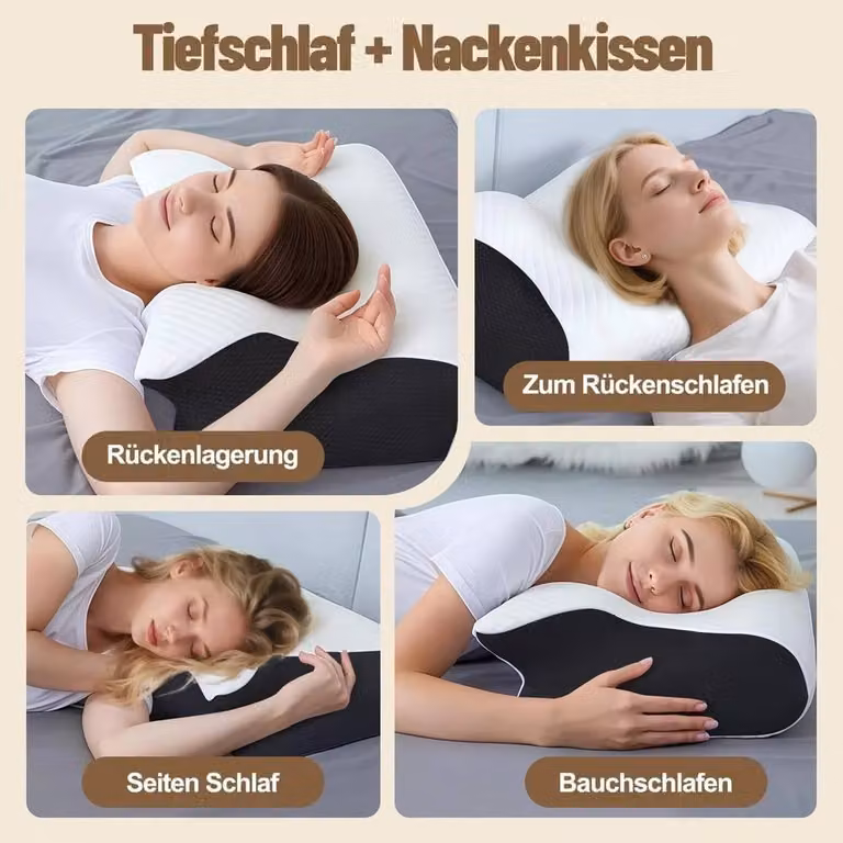 NESTLUNE Memory Foam Neck and Pain Relief Pillow for Side Sleepers, Black, W/D/H: 190 x 100 x 1 cm