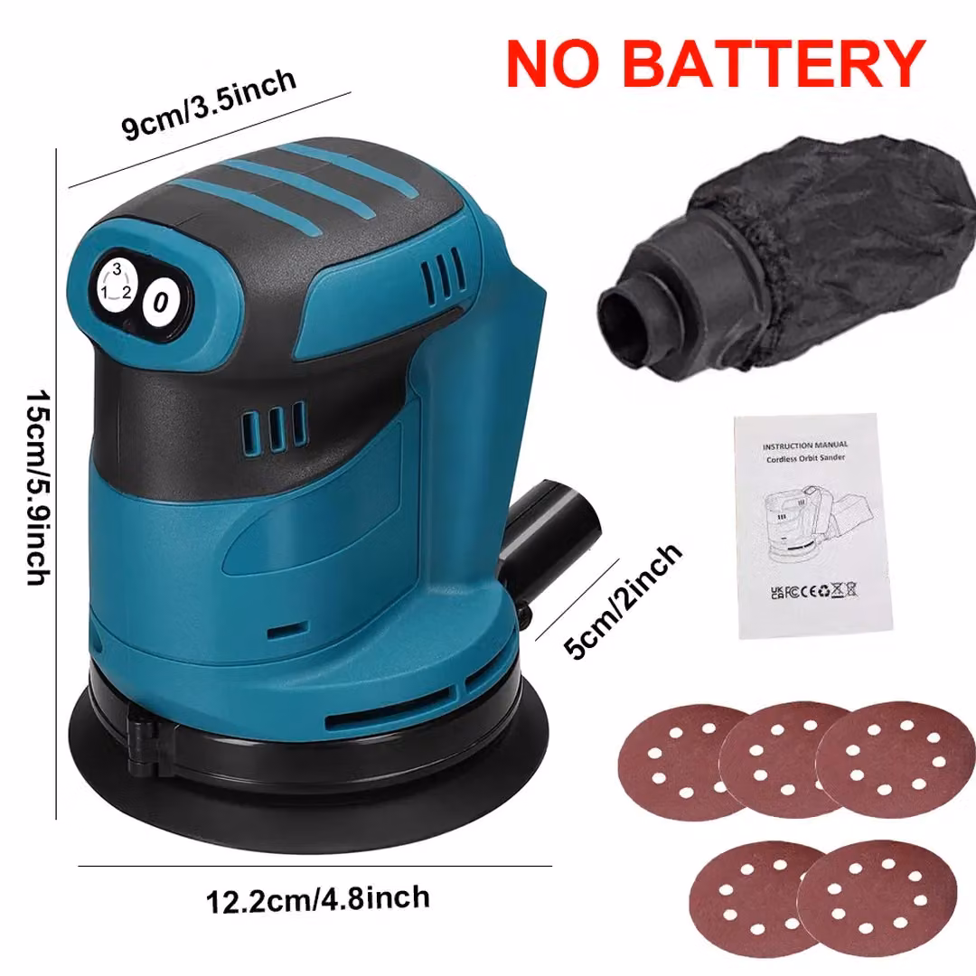 SPETLEK 18V Cordless Random Orbital Sander for Makita LXT, Blue and Black – 2