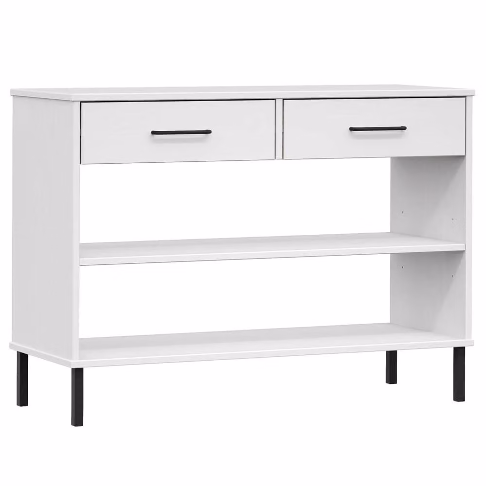 Berkfield Home Oslo White Solid Wood Pine Console Cabinet with Metal Legs – 2