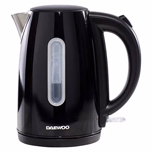 Daewoo 1.7L Stainless Steel Jug Kettle with Auto Shut-Off and Limescale Filter, Black