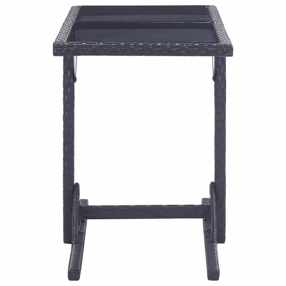 Berkfield Home Black Poly Rattan and Glass Rectangular Garden Table W/D/H: 110 x 53 x 72 cm – 3