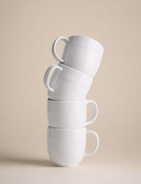 M&S Set of 4 White Porcelain Marlowe Mugs