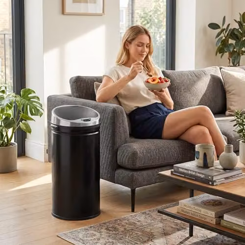 HOMCOM 42L Sensor Bin in Black Stainless Steel with Soft-Close and Fingerprint-Proof Lid, W/D/H: 30.5 x 30.5 x 68 cm – 7