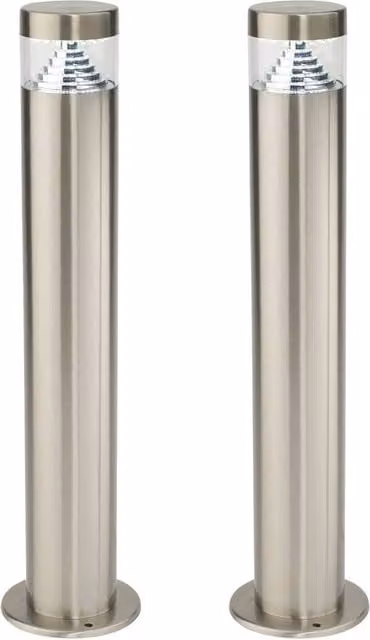 First Choice Lighting Pyramid Set of 2 Silver Stainless Steel LED Outdoor Post Lights, Height: 50 cm – 1