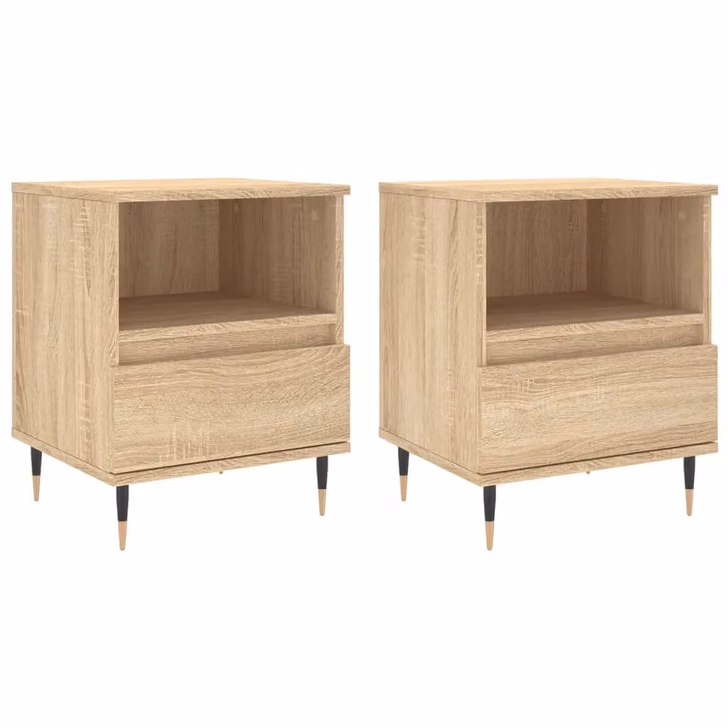 Berkfield Home Set of 2 Modern Bedside Cabinets in Sonoma Oak Brown, W/D/H: 40 x 35 x 50 cm