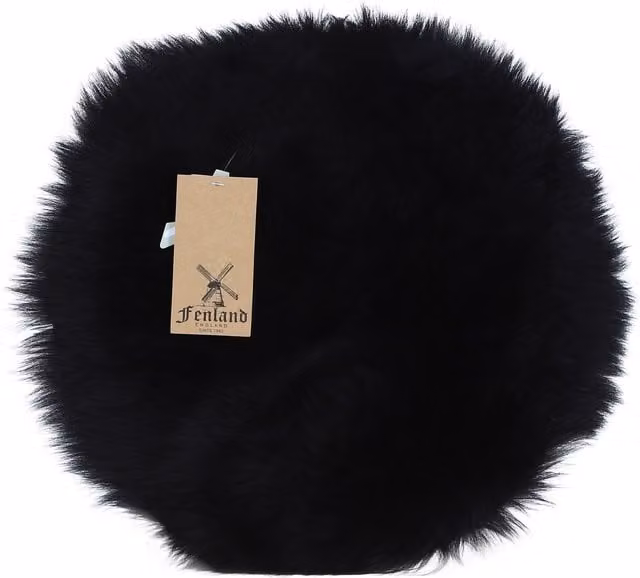 Fenland England Black Round Lambskin Sheepskin Seat Pad
