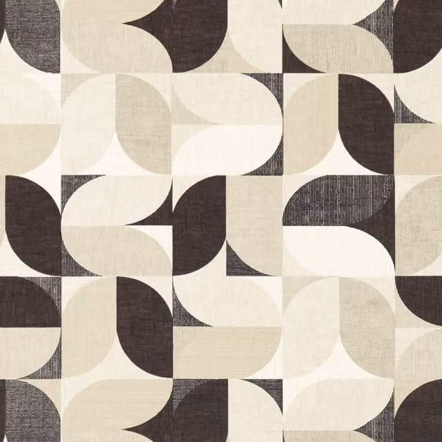 Clarke & Clarke Reno Monochrome Fabric in Brown and Multicolour