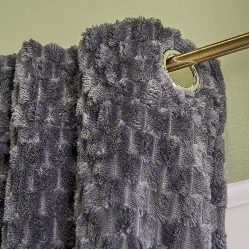 OHS Waffle Fleece Thermal Blackout Eyelet Curtains in Anthracite Grey, Width: 168 cm, Drop: 229 cm – 3
