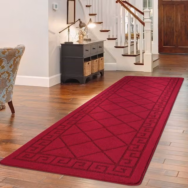 Smart Living Red Non-Slip Heavy Duty Hallway Runner Rug, Machine Washable, W: 60 cm, L: 220 cm