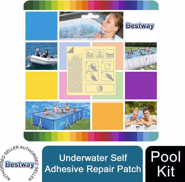 Bestway Heavy Duty Self-Adhesive Underwater Repair Patch, White, W: 23 cm, H: 1 cm