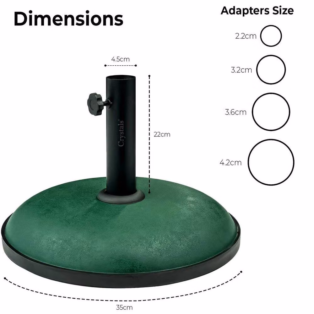 FLAVORA Green Heavy Duty Compound Concrete Round Parasol Base with Stainless Steel Details – 2