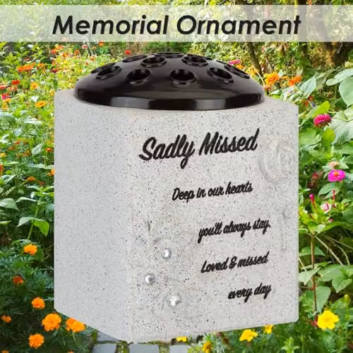 VFM e-Store Memorial Flower Pot Ornament in Grey, W/D/H: 14 x 13.5 x 14 cm – 3