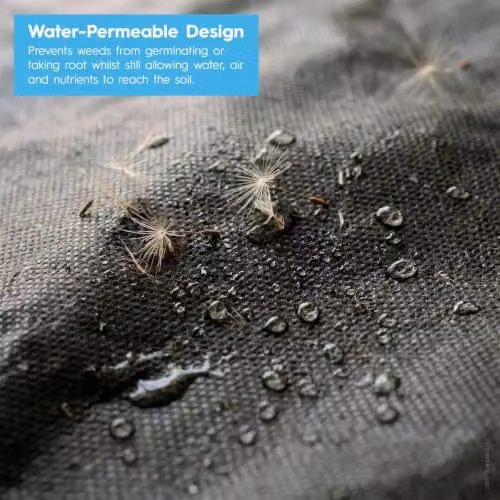 Harbour Housewares 50gsm Weed Control Fabric Set with Pegs and Plates, Black – 4