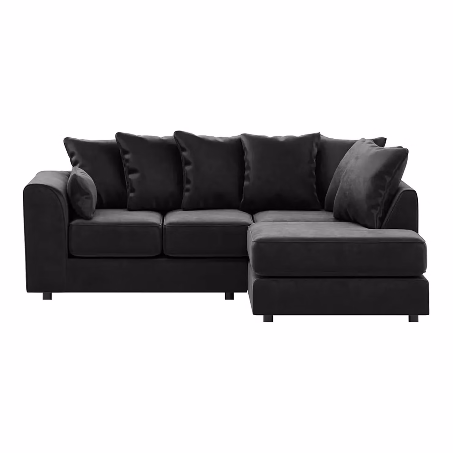 Furnishings For Less UK Brooklyn L Shaped Corner Sofa, 3 to 4 Seater, Right Hand Facing, Black Plush Velvet – 2
