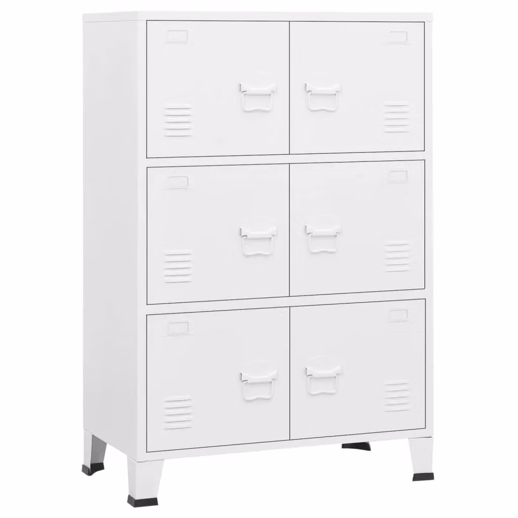 Berkfield Home Industrial Metal Storage Chest in White, W/D/H: 75 x 40 x 115 cm – 2