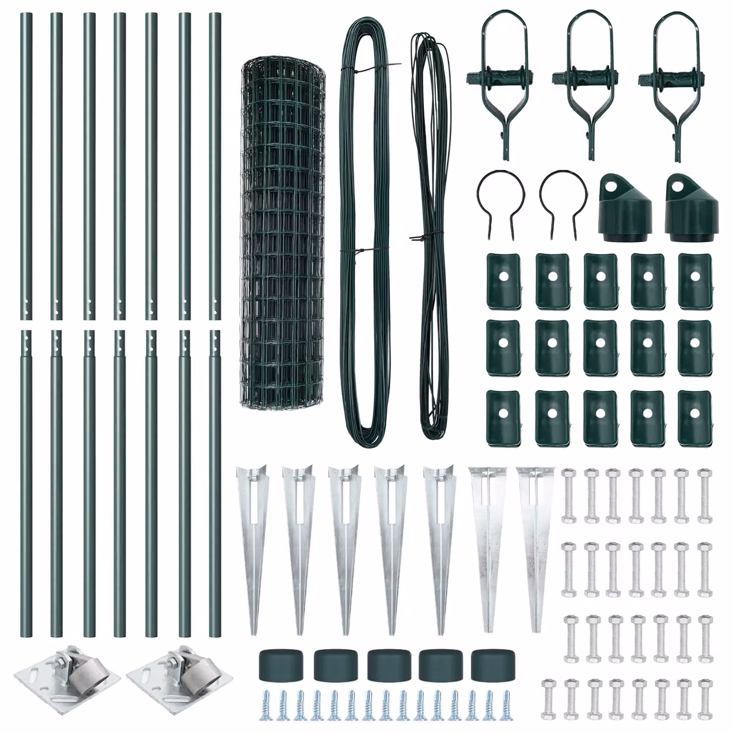 Berkfield Home Euro Fence with 7 Spike Posts, Galvanised Steel, Green and Silver, W: 10 m, H: 1 m – 3