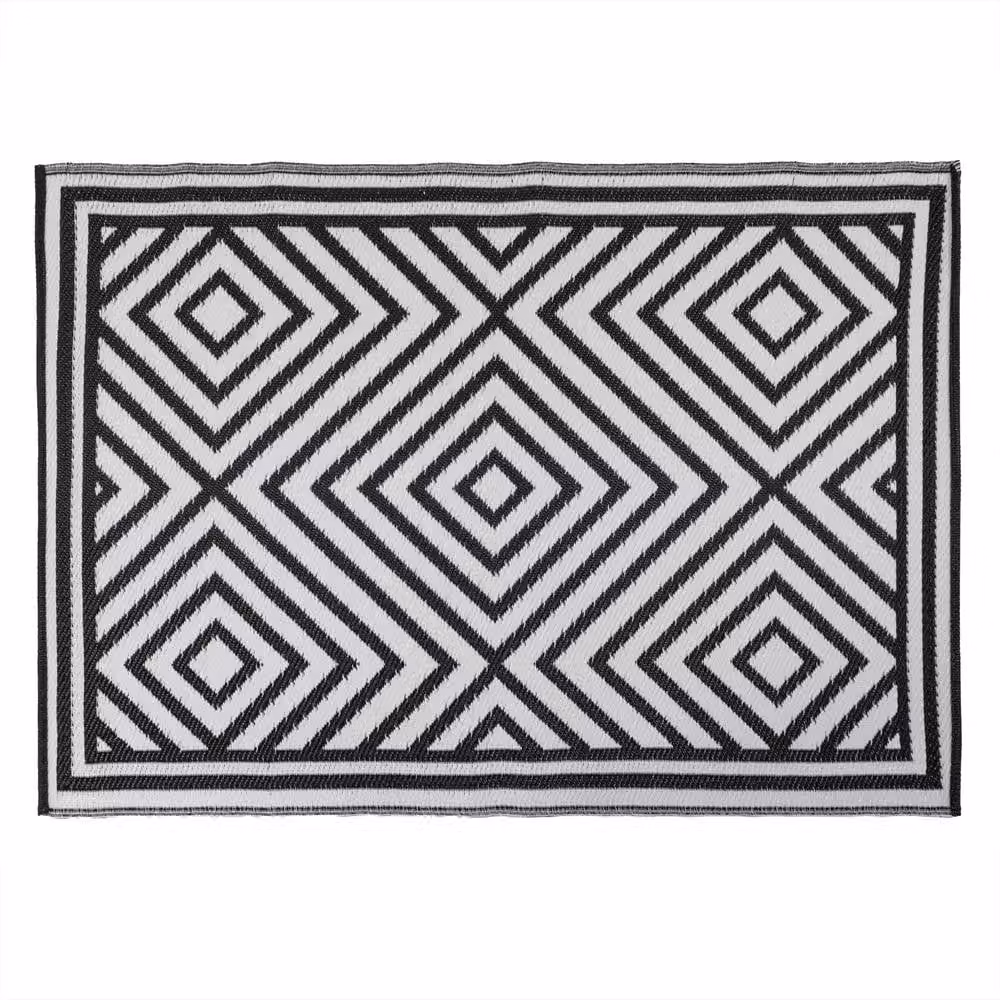 JVL Mosaic Tile Design Reversible Outdoor Patio Rug, Multicolour and Black, W: 150 cm, D: 210 cm – 1