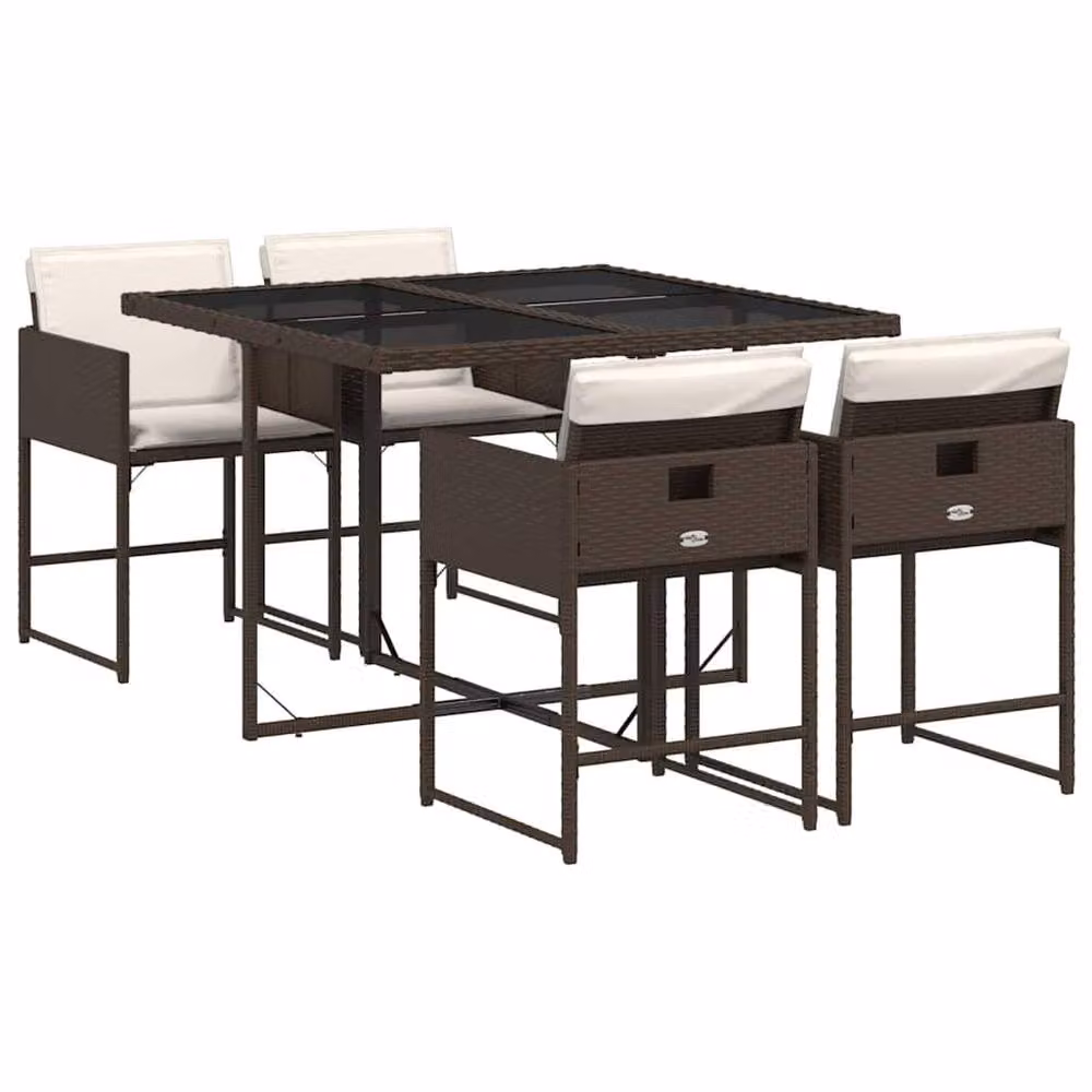 Berkfield Brown Poly Rattan Foldable Garden Dining Set – 2