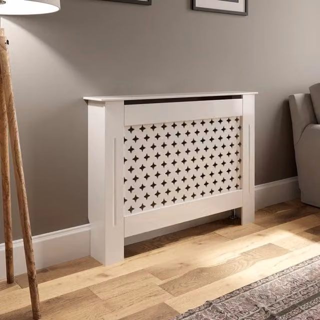 Temprazo White MDF Cuttable Wall Mounted Radiator Cover W: 112 cm, H: 112 cm, D: 11.2 cm