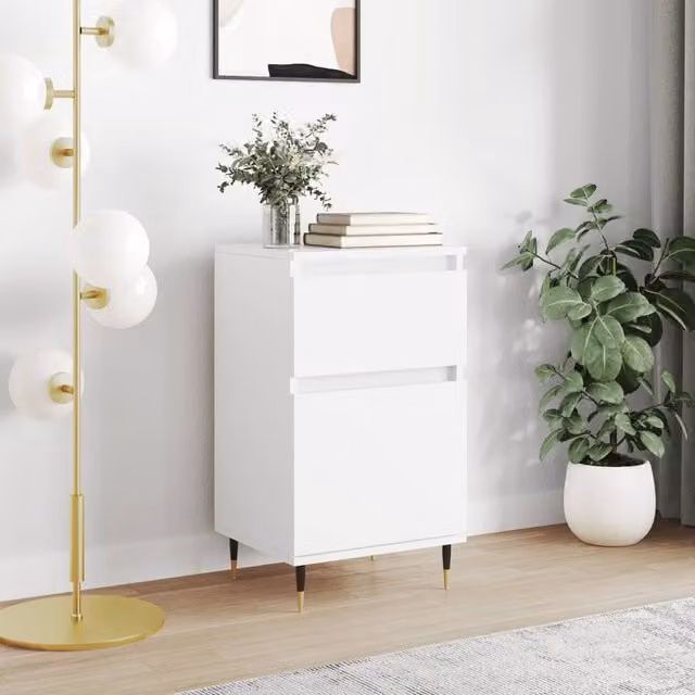 Berkfield Home Classic Sideboard in White, W/D/H: 40 x 35 x 70 cm