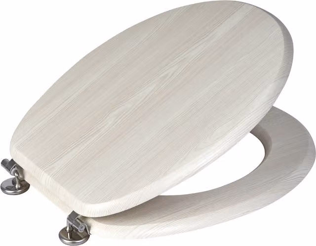 Showerdrape Oxford White Oak Wooden Toilet Seat W: 43.5 cm, D: 37.4 cm