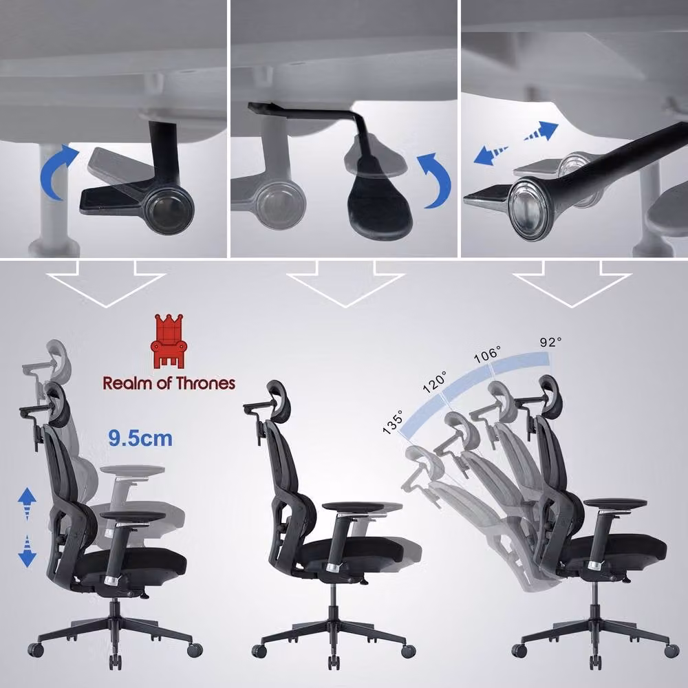 Realm of Thrones Ergonomic Mesh Office Chair in Black for Professionals and Home Office, W/D/H: 120 x 62.98 x 66 cm – 2