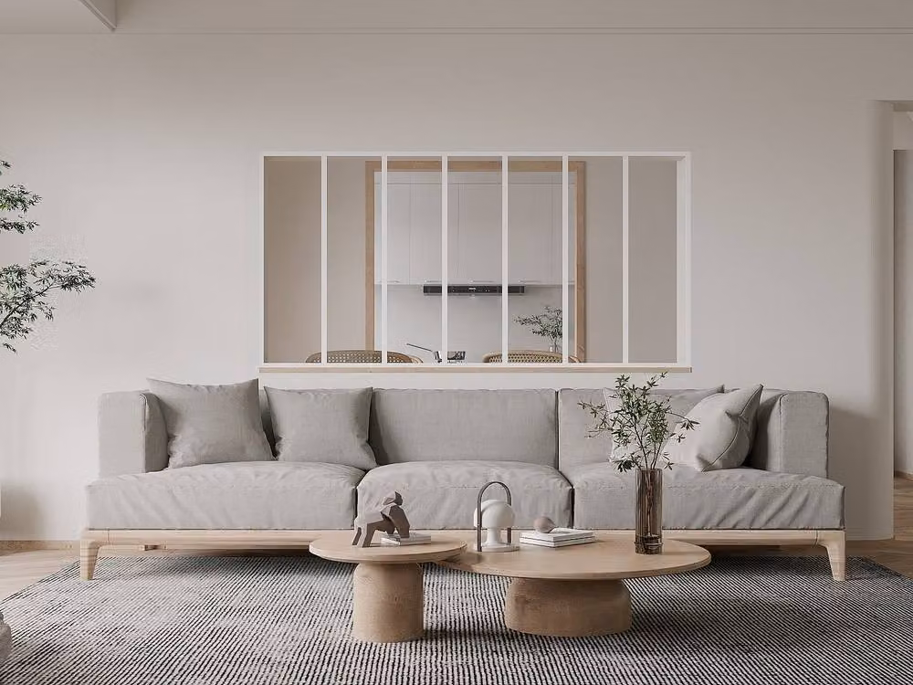 Vente-unique Powder-Coated Aluminium and Glass Partition, White, W: 105 cm, H: 210 cm – 2