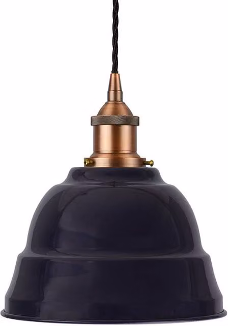 SE Home Lincoln Navy Blue Pendant Light with Matt Antique Copper and Black Twisted Detail