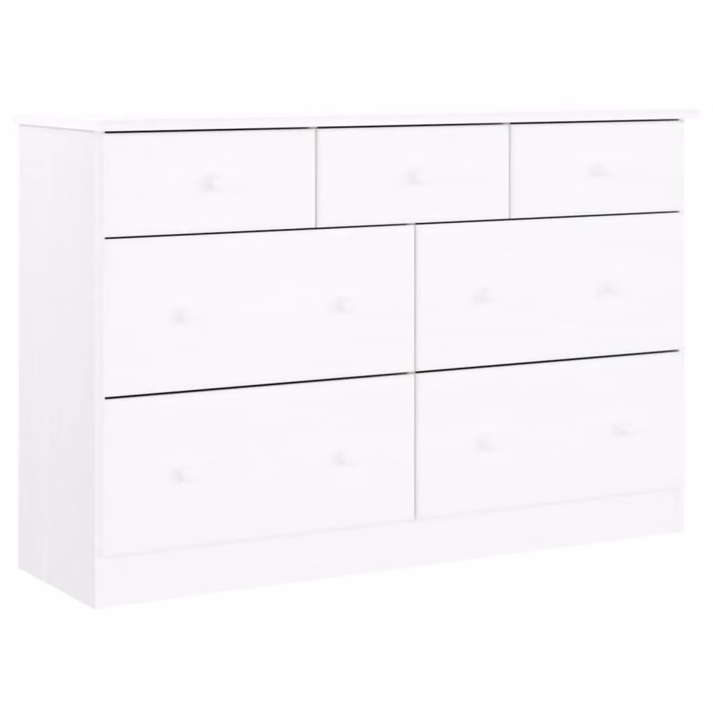 Berkfield Home ALTA Chest of Drawers in White Solid Wood Pine, W/D/H: 112 x 35 x 73 cm – 2