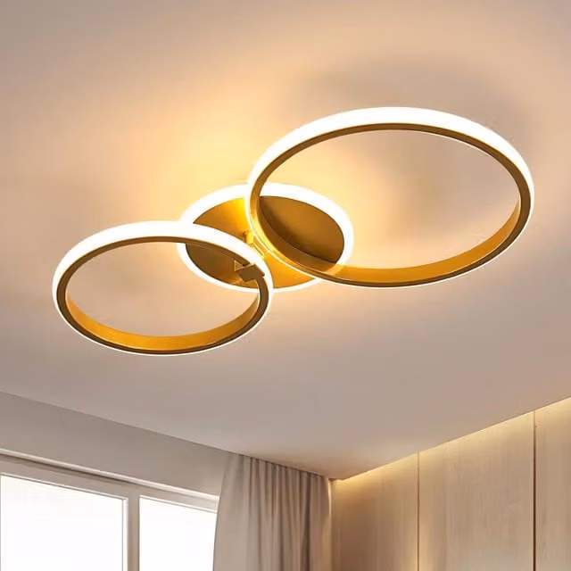 Goeco Modern Round LED Ceiling Light, 42 W, Warm White 3000K, Gold/Brass