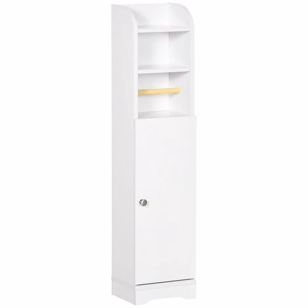 Wyld Haus Vale Compact Narrow White Bathroom Storage Cabinet with Internal Shelves and Open Shelf – 2