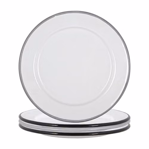 Argon Tableware Enamel Side Plates, Pack of 4, Black, Grey and White, Diameter: 20 cm – 1