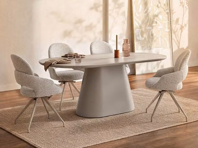 Vente-unique VALIANA 6-Seater Oval MDF Dining Table in Taupe/Beige, W/D/H: 180 x 90 x 76 cm – 1