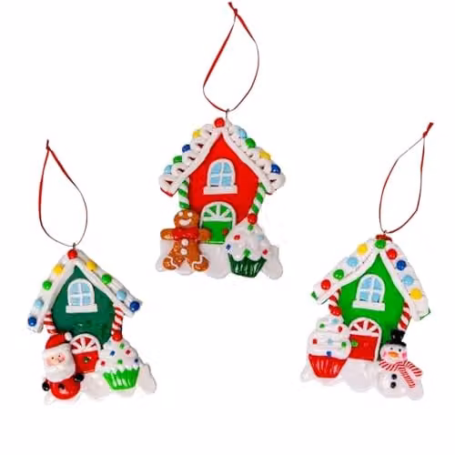 Shatchi 3-Piece Multicolour Ceramic Christmas Tree Hanging Decorations Set featuring Santa, Snowman and Animal Figures