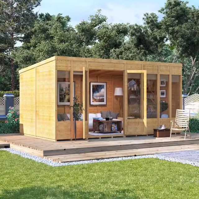 BillyOh Bella Tongue and Groove Pent Summerhouse in Brown with Window