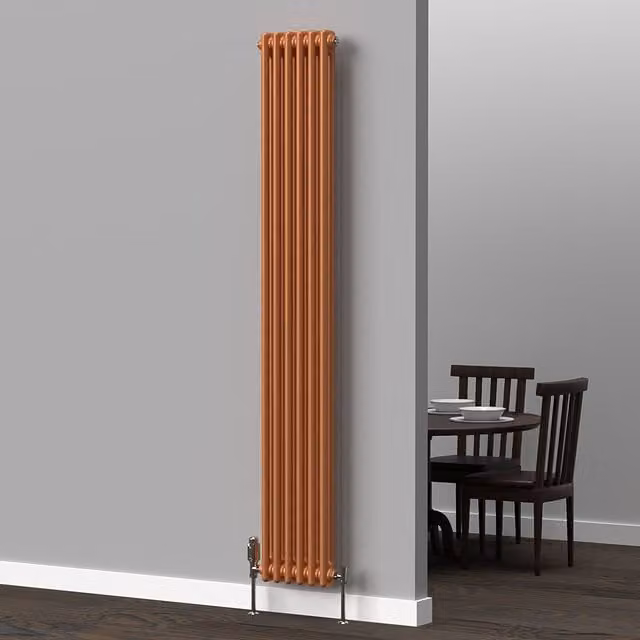 Lux Heat Vertical Coloured Column Radiator in Metallic Copper, H 180 cm x W 29 cm