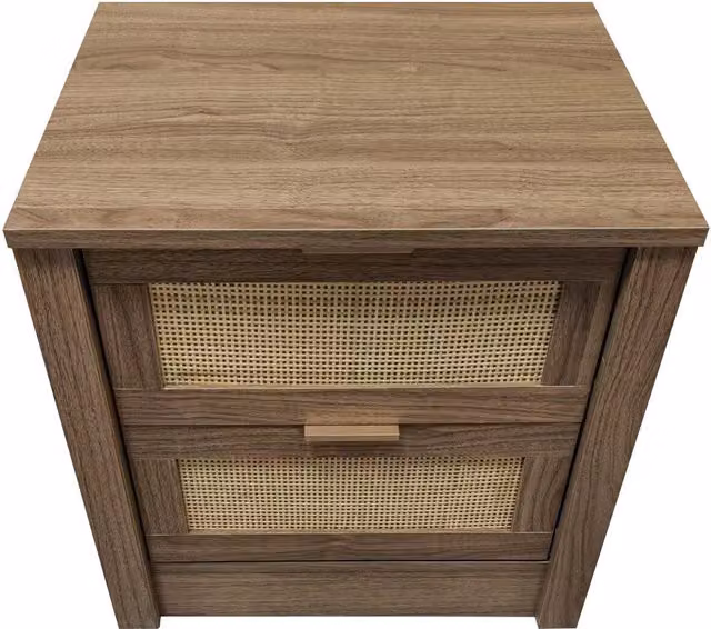 Home Treats Rustic Brown Rattan Wooden Chest of Drawers