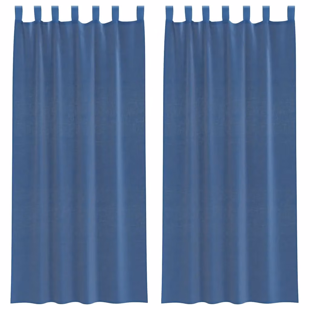 Berkfield Home Blue Transparent Voile Fabric Panel Curtains with Tabs, 2 Pack, W: 140 cm, H: 245 cm – 2