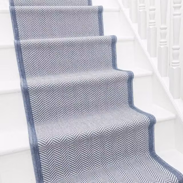 runrug Illusion Reversible and Durable Stair Runner Carpet, Blue, W: 60 cm, L: 690 cm – 1