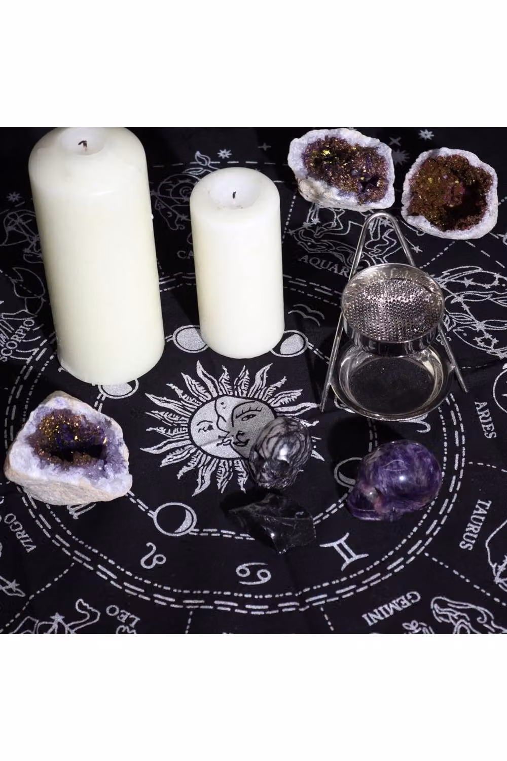 KDMD Esoteric Horoscope Fringed Altar Cloth for Ritual and Meditation in Black – 3
