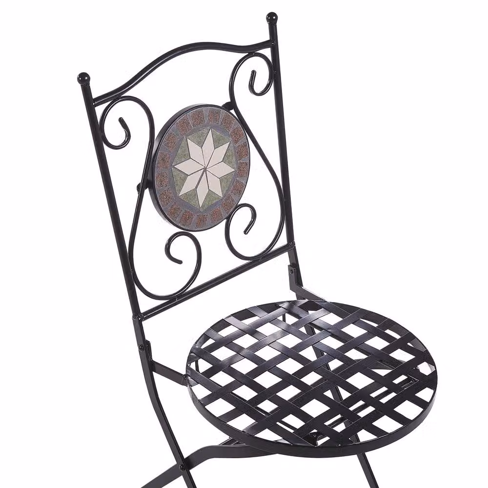 Wyld and Coco 2-Pack Black Matt Metal Folding Chairs with Carved Backrests – 3