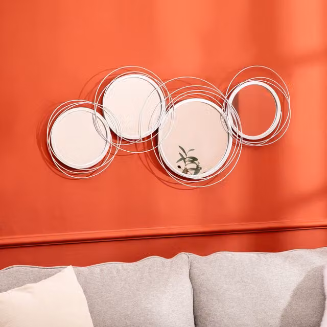 HOMCOM Modern Geometric Metal Wall Mirror in Silver and Gold – 1