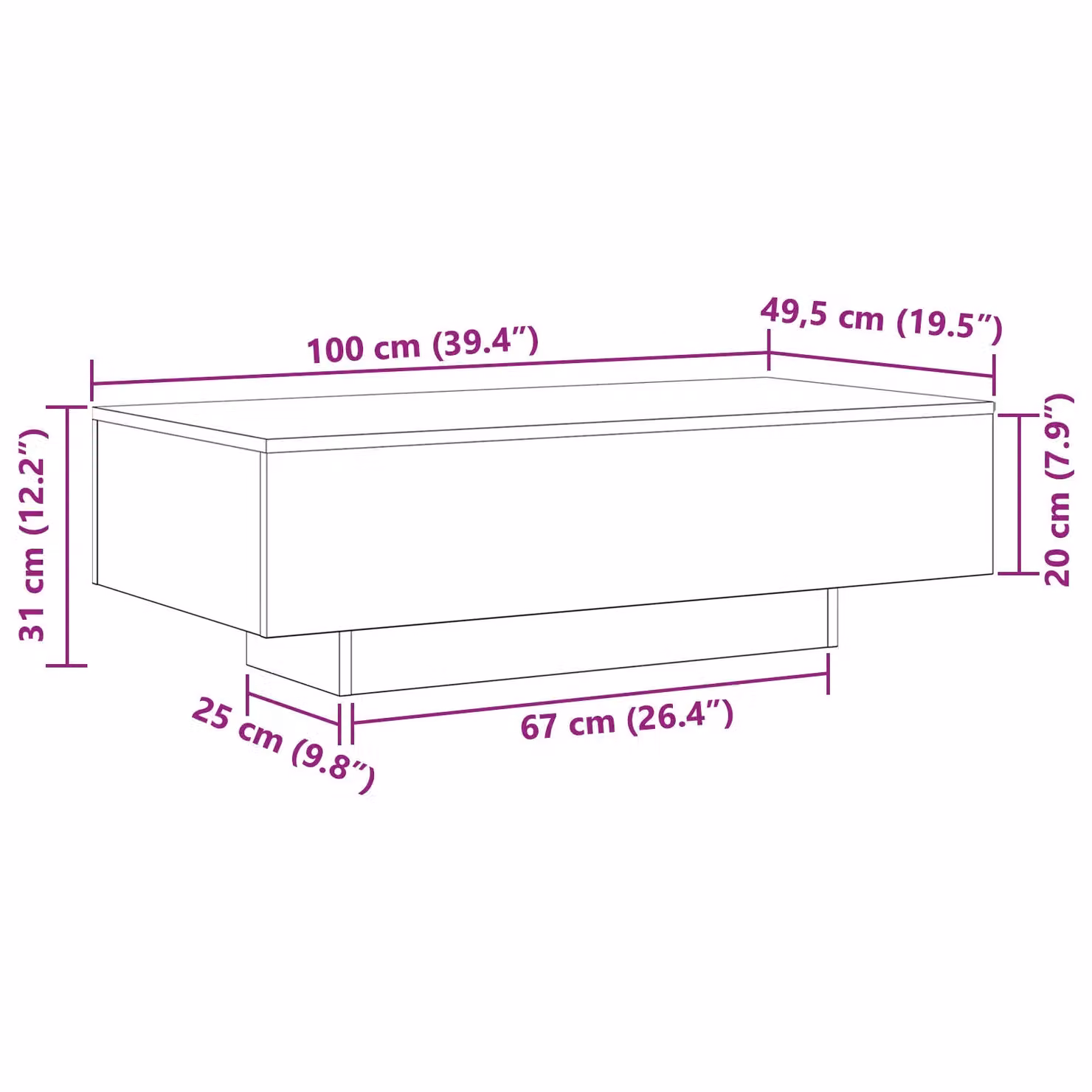 Berkfield Home Modern Black Oak Coffee Table, W/D/H: 100 x 30 x 36.5 cm – 5
