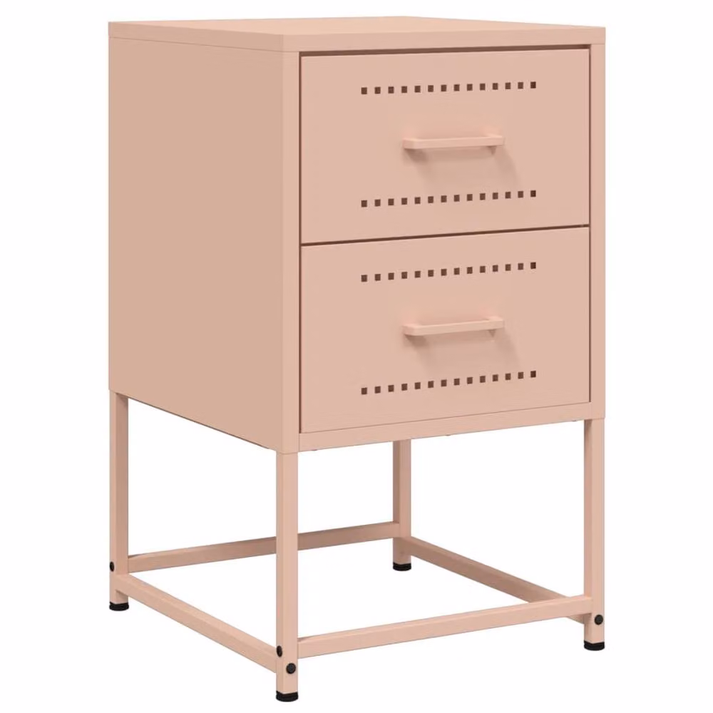 Berkfield Home Durable Metal Bedside Cabinet in Pink, W/D/H: 36 x 39 x 60.5 cm – 2