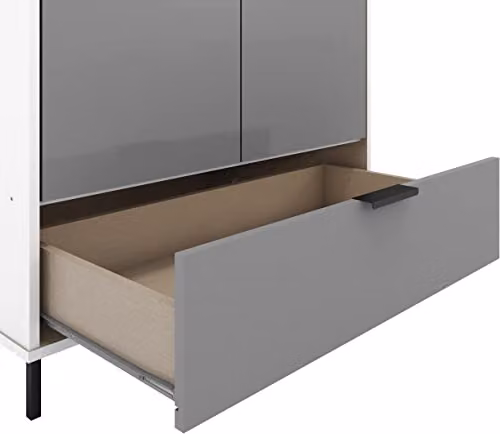 Seconique Madrid 2 Door 1 Drawer Mirrored Wardrobe in Grey and White Gloss – 4