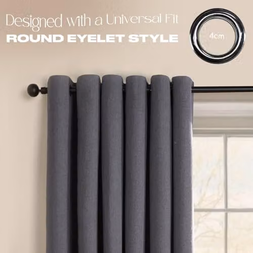 OHS Grey Blackout Eyelet Curtains with Thermal Insulation, W: 167 cm, H: 228 cm – 3