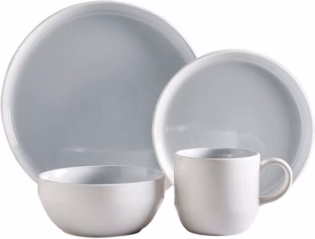 Barbary and Oak 16 Piece Stoneware Dinnerware Set in Grey and Green