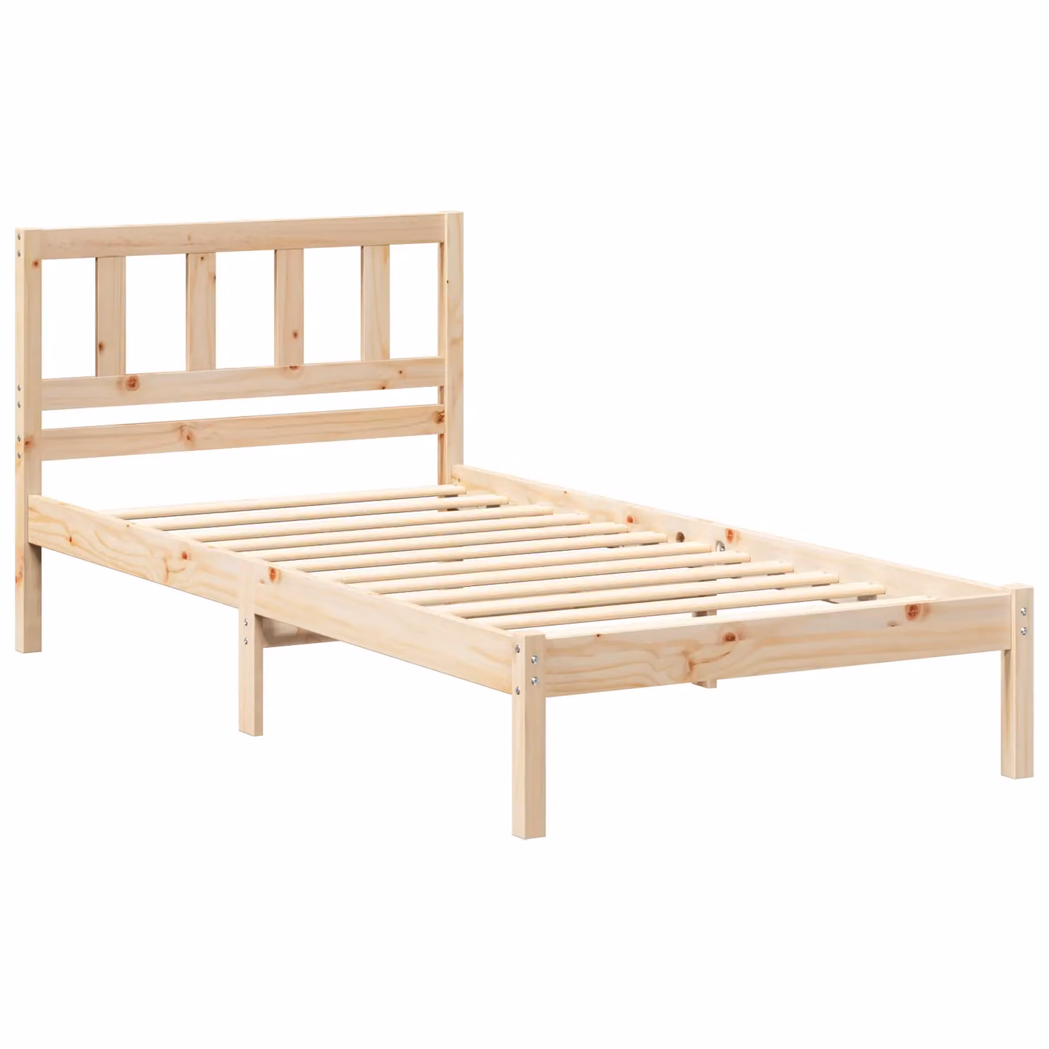 Berkfield Home Solid Pine Wood Bed Frame with Headboard, Brown, W: 75 cm, L: 190 cm – 2