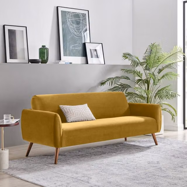 FurnitureboxUK Teddy 3 Seater Sofa in Yellow Velvet Upholstery
