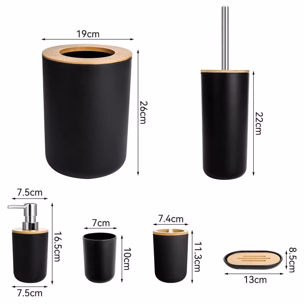 Kelvenix 6-Piece Black Plastic Freestanding Bathroom Set – 2